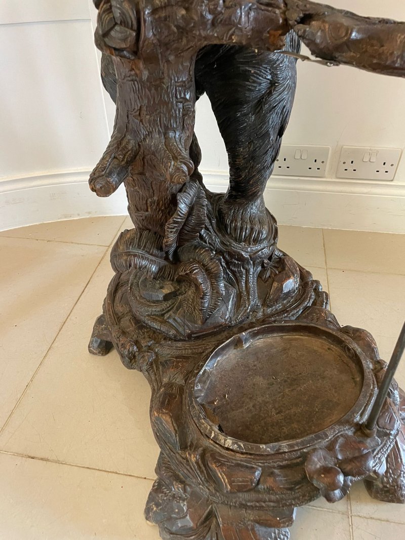 Magnificent Exhibition Quality Antique Black Forest Bear Oak Tree Hall Stand - Image 12
